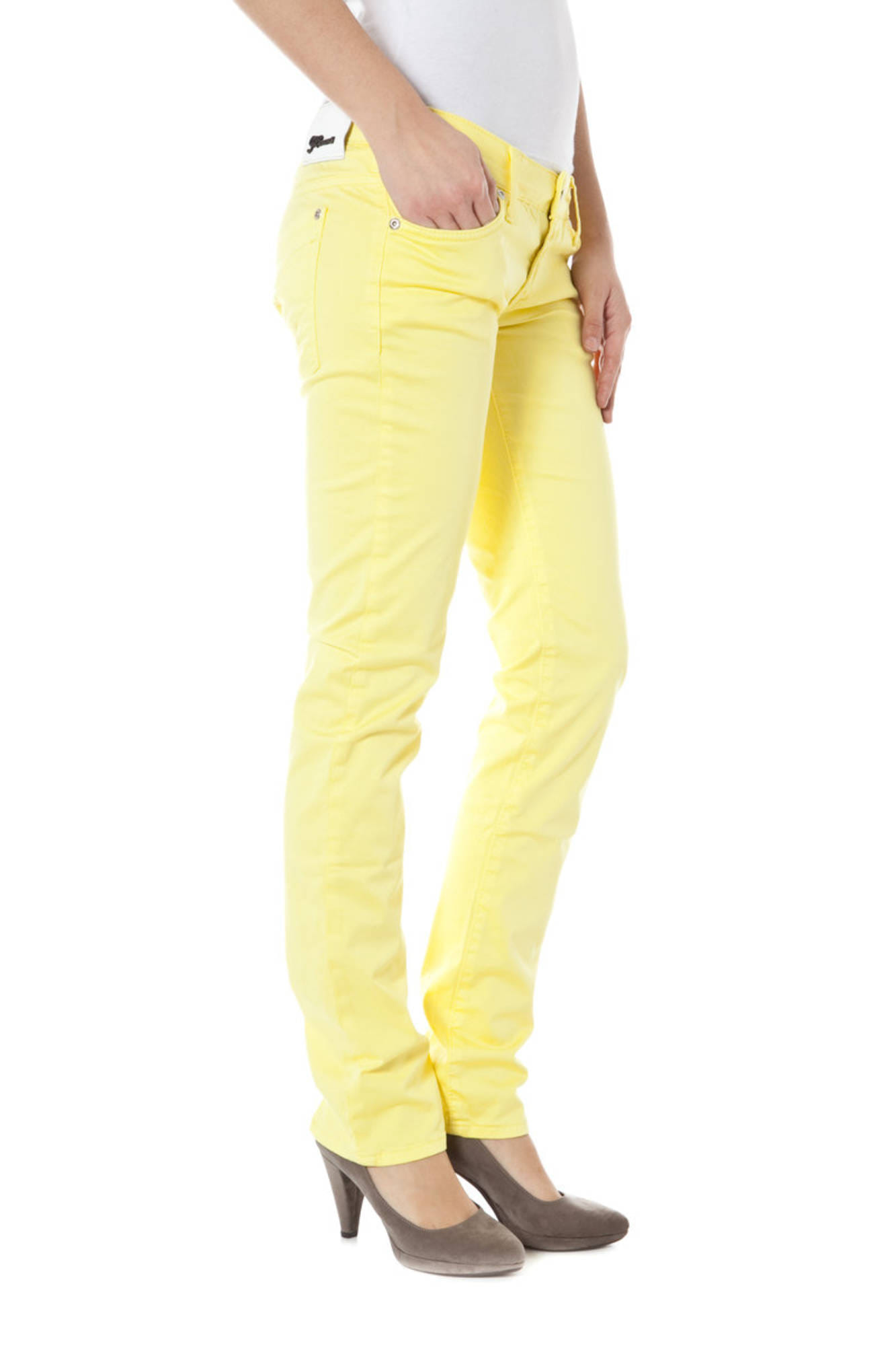 Trousers Z170108057964U-MICRO-ALBERTINE Yellow Slim Fit - Image 3