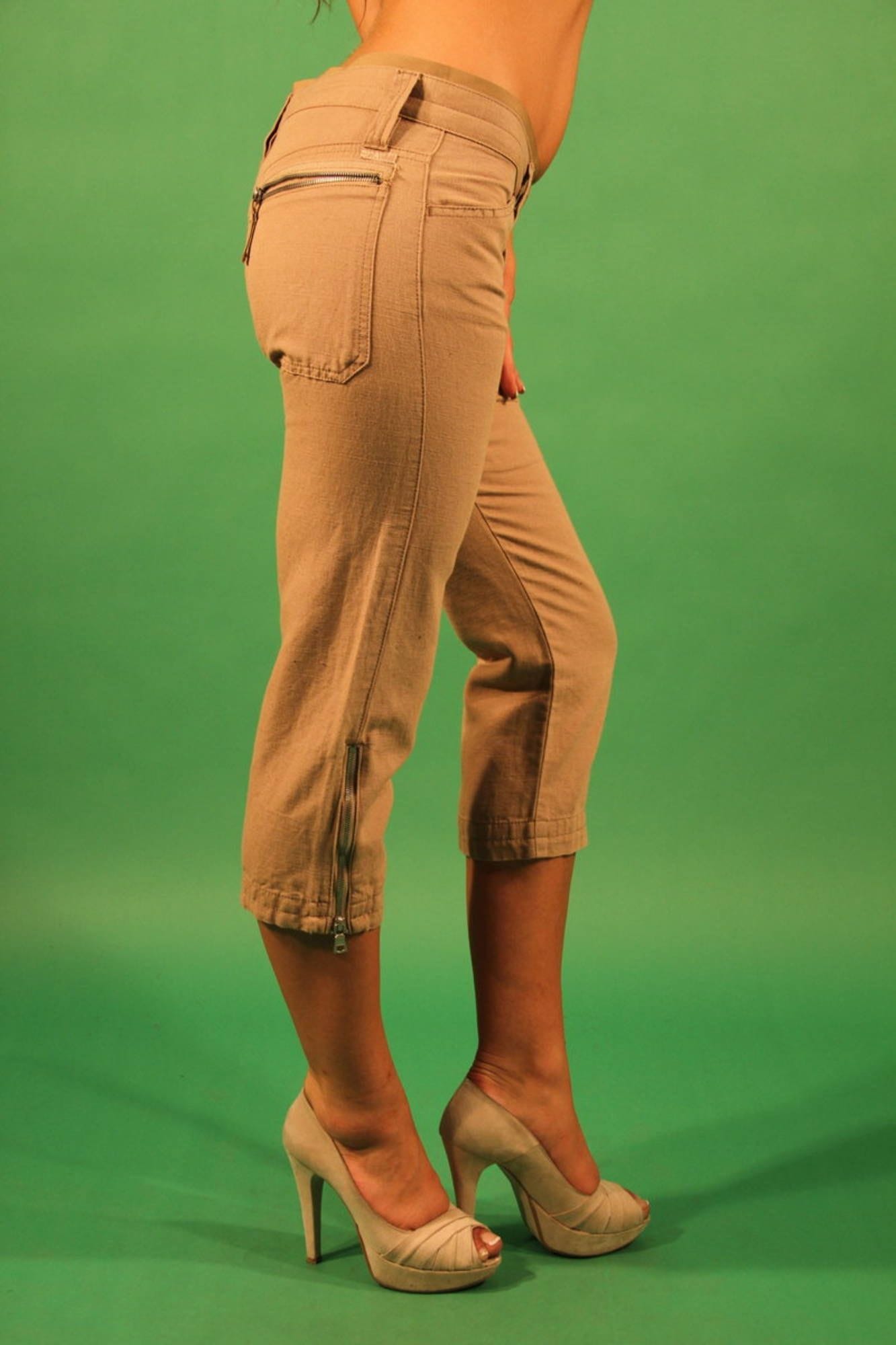 Trousers CORSARO Beige Slim Fit - Image 3